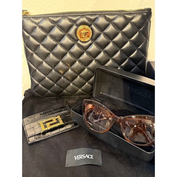 Boo Boo Bundle Black Versace Bundle*New Pouch, NEW ID Holder, NEW Sunglasses - Picture 1 of 1